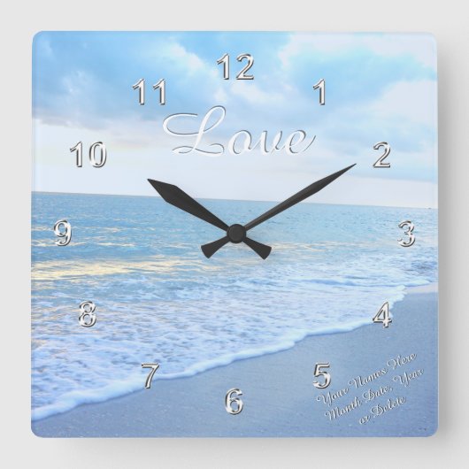 Magnifique plage Love Wall Horloge avec votre text (Recto)