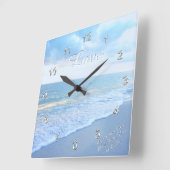Magnifique plage Love Wall Horloge avec votre text (Angle)
