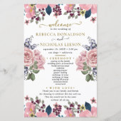 Magnifique Programme de Mariage Botanique Élégant  (Devant)