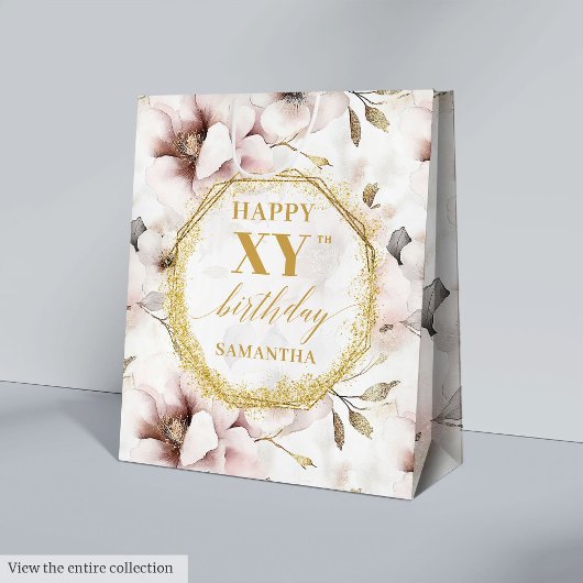 Magnifique sac cadeau d'anniversaire Dusty Pink