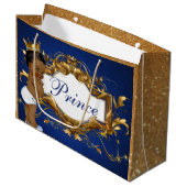 Magnifique sac cadeau Prince Royal Blue/Gold (Devant Angle)