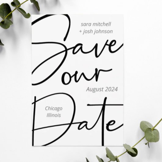 Magnifique Save the Date écriture gras Minimal