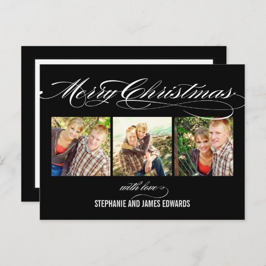 Magnifique Script Carte Photo de Noël (Devant / Derrière)