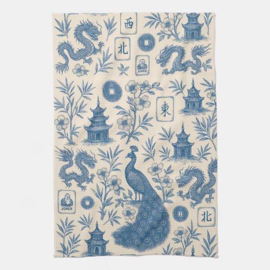 Magnifique serviette de cuisine Mahjong Toile (Vertical)
