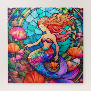 Magnifique sirène vitrail art puzzle