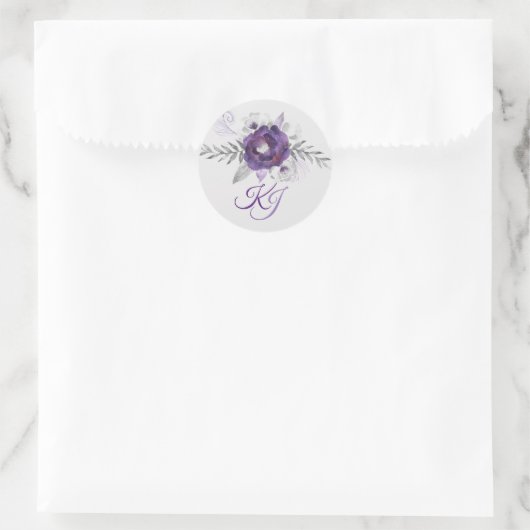 Magnifique Stickers Mariage Floral Gris Violet (Sac)