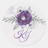 Magnifique Stickers Mariage Floral Gris Violet (Devant)