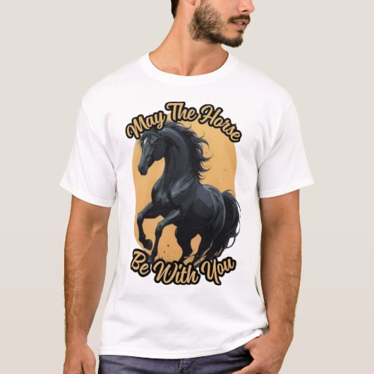 Magnifique T-shirt Cheval noir (Devant)