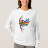 Magnifique T-shirt femme aux oiseaux multicolores (Devant)
