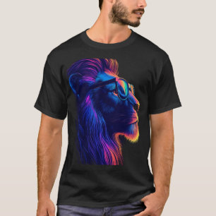 Magnifique T-Shirt Graphique d'Art Néon de Lion