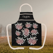 Magnifique tablier de Bouquet Fleur sauvage noir e