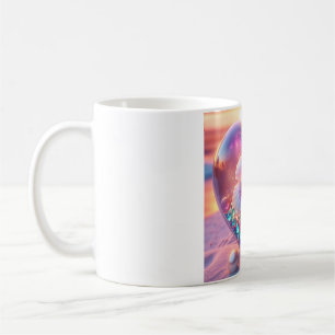 Magnifique tasse à café en verre perlé cœur d'hibi