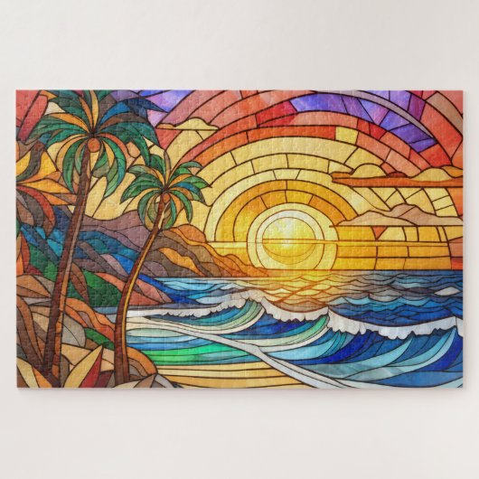 Magnifique Tropical vitrail art puzzle (Horizontal)