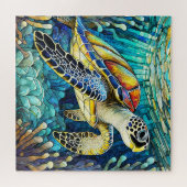 Magnifique Tropical vitrail art puzzle (Horizontal)