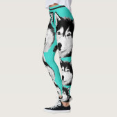 Magnifique Turquoise Sibérie Husky Chig Leggings (Gauche)