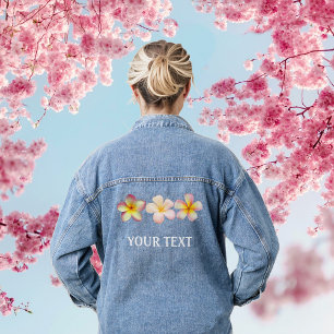 Magnifique veste en jean à fleurs roses