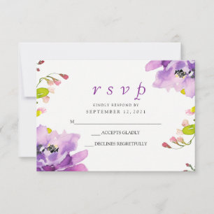 Magnifique Violet Floral Mariage RSVP Invitation