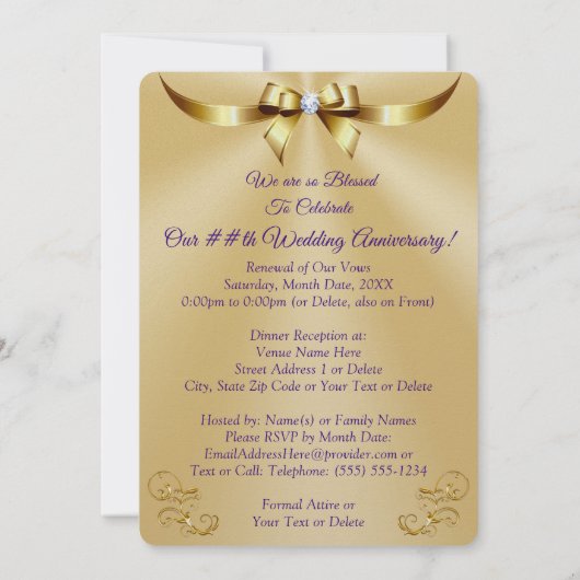 Magnifiques Cartes d'invitation pour renouvellemen (Dos)