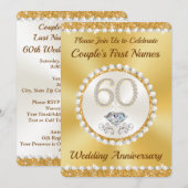 Magnifiques Cartes d'invitation pour un 60e Annive (Devant / Derrière)