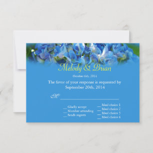 Magnifiques fleurs d'hortensia bleues RSVP mariage
