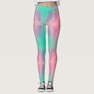 Magnifiques Leggings Imprimés d'Art Abstrait Turqu
