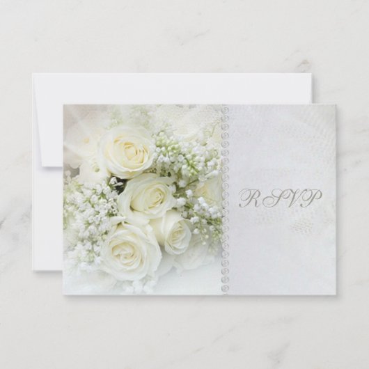 Magnifiques roses blanches Invitation de réponse p (Devant)