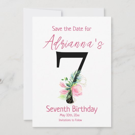 Magnolia 7e verjaardag save the date (Voorkant)