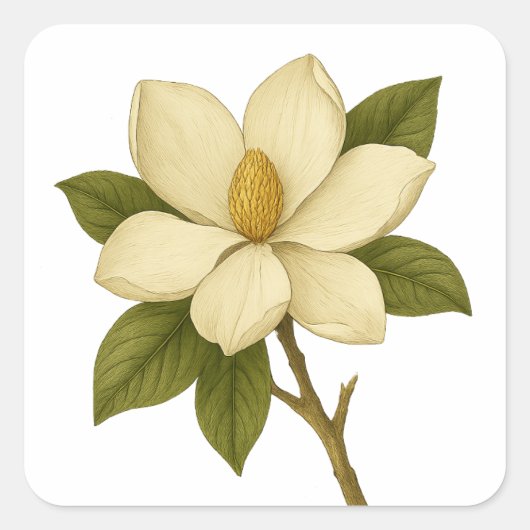 Magnolia — Adel Vierkante Sticker (Voorkant)
