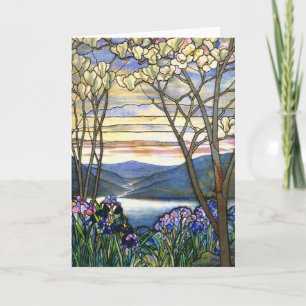 Magnolia and Iris Tiffany Stained Glass Window Kaart