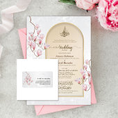 Magnolia Arch Address Label | Pink Floral Marble