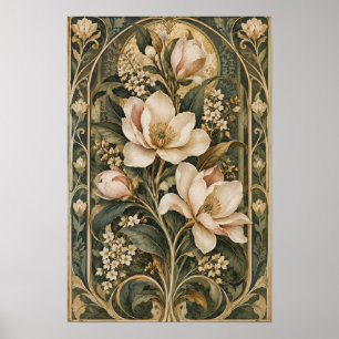 Magnolia Art Nouveau Botanique Art Mural Vintage