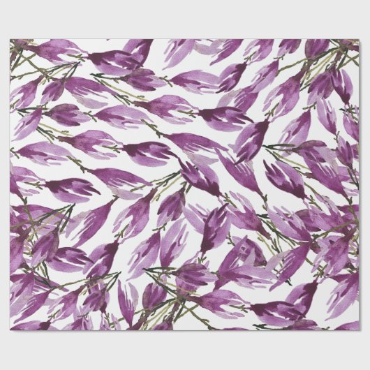 Magnolia Art Paarse Violet Waterverf Cadeaupapier (Vlak)