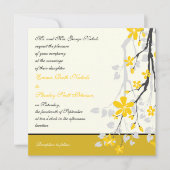 Magnolia aux fleurs jaunes faire-part de mariage (Devant)