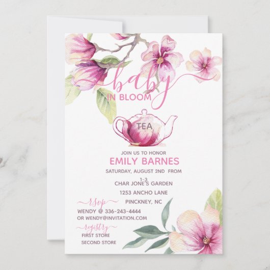 Magnolia Baby in Bloom Tea Invitation (Devant)