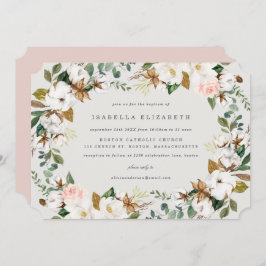Magnolia Baptism Invitation Kaart