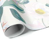 Magnolia & Berry Ivory Witte Bloemen Cadeaupapier (Rol Hoek)