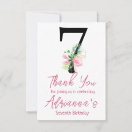 Magnolia Birthday Invitation, 7e verjaardag Bedankkaart