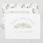 Magnolia Blanc Faire-Part de Mariage (Devant / Derrière)