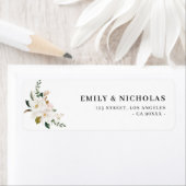 magnolia blanche et étiquette de adresse à fleurs  (En situation)