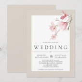 Magnolia Bloei Bruiloft Uitnodigingen (Voorkant / Achterkant)