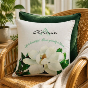 Magnolia Bloei Leven is Mooi Gepersonaliseerd Kussen