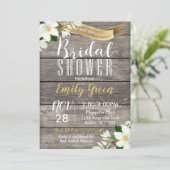 Magnolia Bloem Bruids Douche Uitnodiging Rustiek (Staand voorkant)