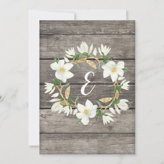 Magnolia Bloem Bruids Douche Uitnodiging Rustiek (Achterkant)