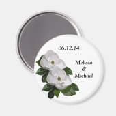 Magnolia Bloem Bruiloft Save the Date Magnet Magneet (Voorkant / Achterkant)