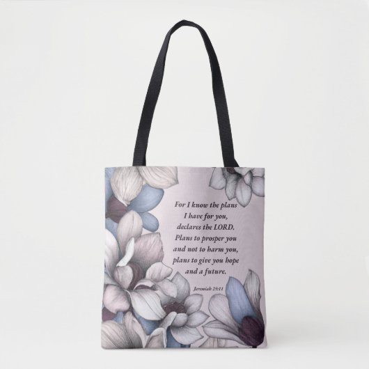 Magnolia Bloem Christelijke Schrift Jeremia 29:11 Draagtas (Voorkant)