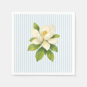 Magnolia Bloem Huwelijk Blauw Streep Aangepast Servet