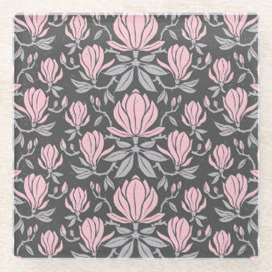 Magnolia bloemen, met de hand getekend naadloos pa glazen onderzetter
