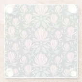 Magnolia bloemen, met de hand getekend naadloos pa glazen onderzetter (Achterkant)