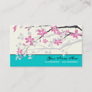 Magnolia bloemen roze, turquoise bloemen visitekaartje