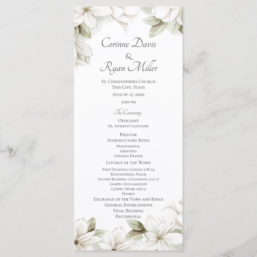 Magnolia bloesems lente bruiloft programma (Voorkant)